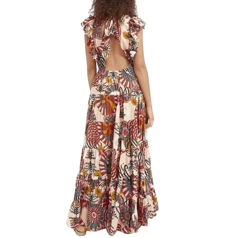 Scotch & Soda Dress Women Medium Maxi Floral Ruched Tier Flare Core Cruise - Picture 2 of 9